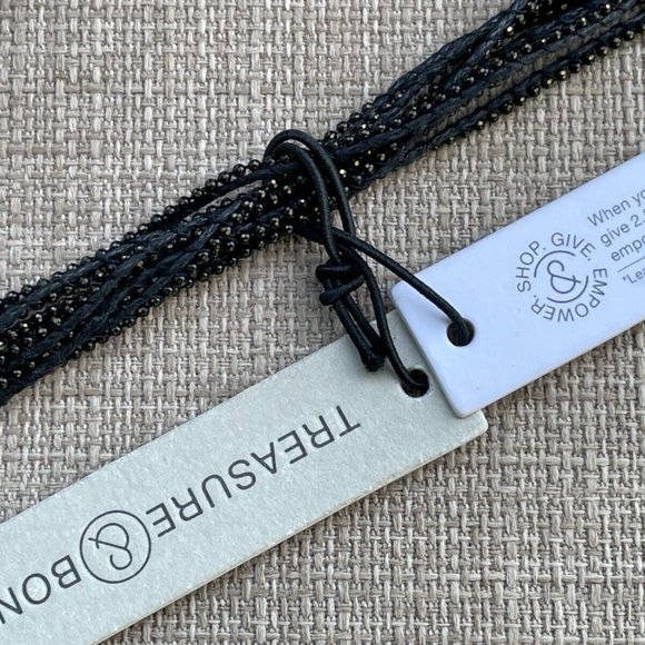 Treasure & Bond Women Bracelet Black Wrist Band Gold Tone Magnet Closure $35 - Picture 8 of 12